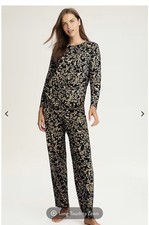 NWT J JILL SLEEP ULTRA SOFT RELAXED FULL LEG PANTS-XL-BLACK WOODLAND-NICE