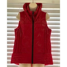My Anorak Stitched Quilted Metallic Red Vest Small MA90032W, Down Filled