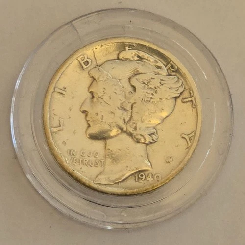 1940 S Mercury Silver Dime - BU In Capsule 90% Silver