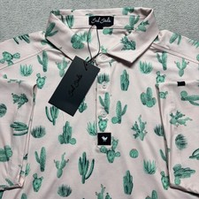 Bad Birdie Core Polo Shirt Men's XL Thorn In Your Side Cactus Pink Green Golf