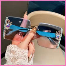 Fashion Oversized Square Sunglasses Women Luxury Brand Vintage Rimless ..