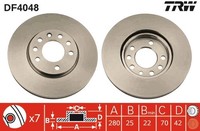 2X Bremsscheibe TRW DF4048 FüR Astra Opel GTC Meriva Combo Chevrolet T98 Zafira