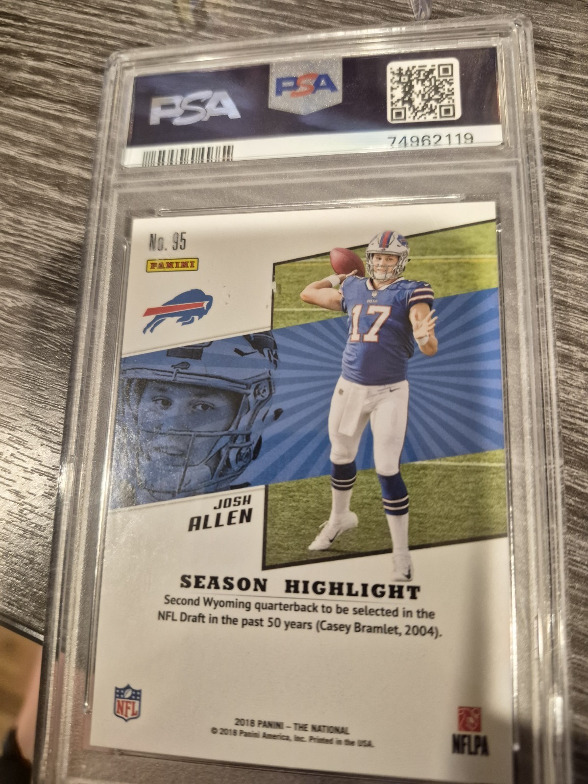 2018 Panini The National Josh Allen Buffalo Bills RC Rookie /399 PSA 10 view 2