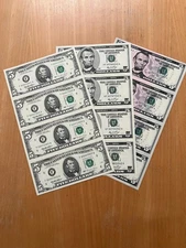 $5 1995, 2006, 2021 4 NOTE UNCUT SHEETS, 3 DIFFERENT SERIES & FACES OF LINCOLN