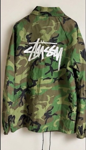 Stüssy, STUSSY 90s Vintage Camouflage Coach Jacket Made in USA Size M Nylon Big Back