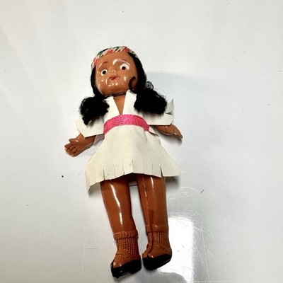 Vintage Zelluloid Indianer Puppe klein 3 Zoll Spielzeug Indianer