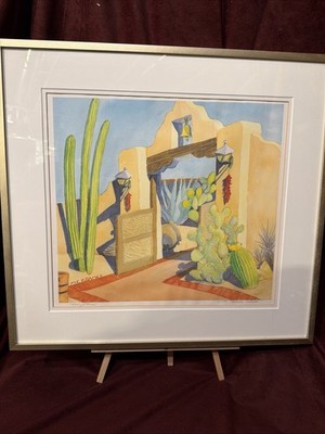  Hacienda Welcome  12/500 Art Print Matted Framed Signed By Mary E. Kramer Rare