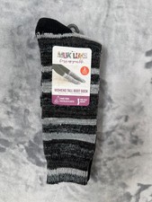 Muk Luks Women  s 2 Pair Pack Tall Boot Socks Mid-Calf Height size 6-11 Black