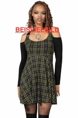 Killstar Dress Estine| Gothic Kleid| XXL| grün| Mini-/Skaterkleid| langarm| Punk