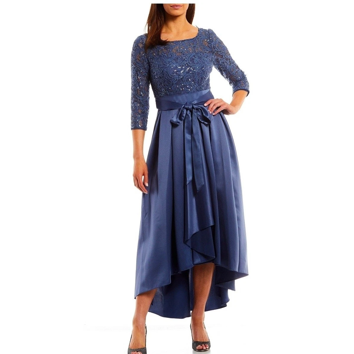 green emerald velvet dress Journey Stunning A-Line Short Sleeves Lace High Low Mother of The Bride Dresses, Red