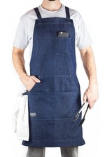 Professional Grade Chef Apron for Kitchen, BBQ Grill Blue Denim