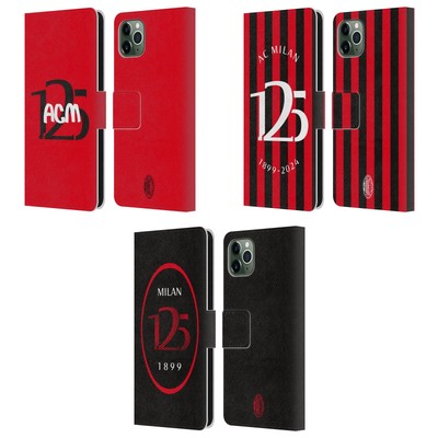 OFFICIAL AC MILAN 125TH ANNIVERSARY LEATHER BOOK CASE FOR APPLE iPHONE PHONES