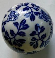 Cobalt Blue/White Ceramic Carpet Ball Chinoiserie 3"