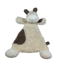 Demdaco Lovey Security Blanket Cow Brown Cream Rattle Plush Soft Comfort Kid Toy