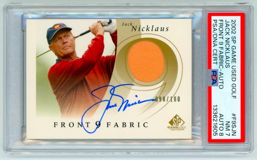 2002 UD Upper Deck SP Game Used Front 9 Fabric Jack Nicklaus Auto Patch 98/100