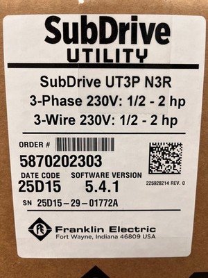 Franklin Electric Subdrive Utility 3-wire UT3P N3R, 5870202303