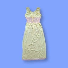 Vintage 60s 70s Pastel Yellow Sleeveless Maxi Nightgown Small Maxi Sleep Dress
