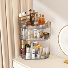 ZZWILLB Corner Bathroom Counter Organizer with Makeup Brush Holder Toothbrush