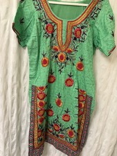 Custom made Sari Kurta tunic top or dress Salwar Kameez with Embroidery. Size L.