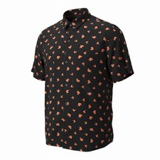AllSaints Romanza Short Sleeve Button Up Shirt Black Red Hearts Men  s Size XL