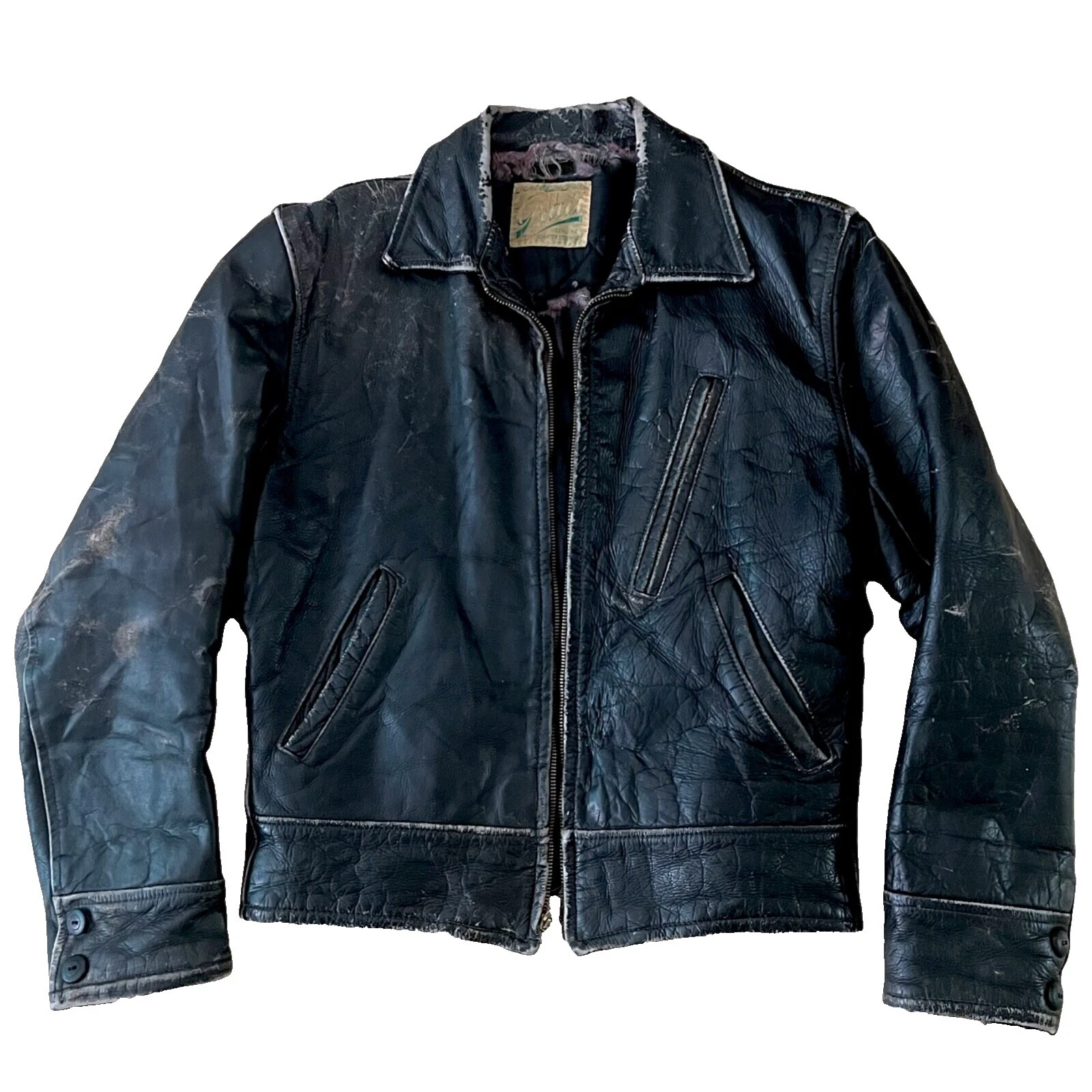 Ropa vintage de cuero negro 1950s para Hombre