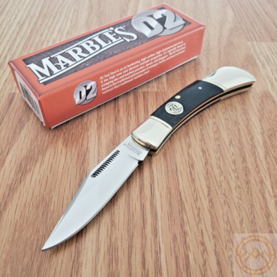 Marbles Lockback Folding Knife 2.5'' D2 Tool Steel Blade Black Micarta Handle