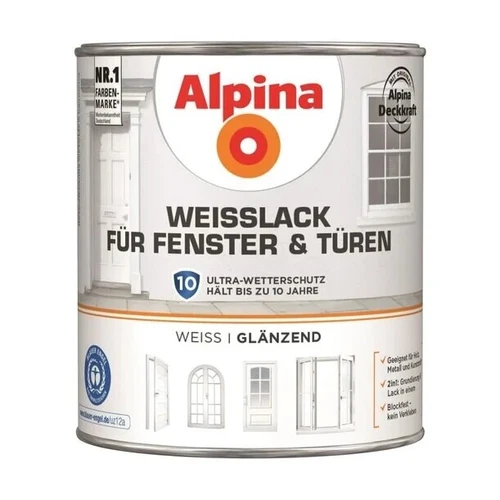 Alpina Heizkörper-, Hammerschlag-,Speziallack Weißlack für Fenster & Türen GL2 L