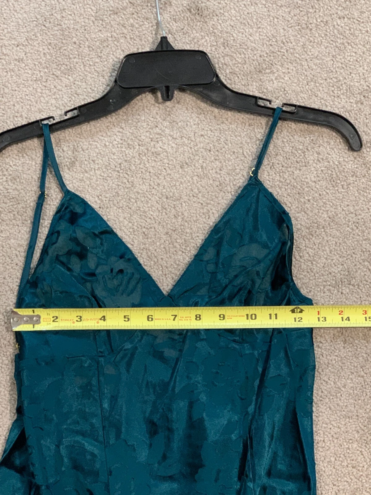 UNDERCOVER VICTORIAS SECRET The Slip Vestito Camicia da Notte Burnout M Lungo Verde Setoso Elegante