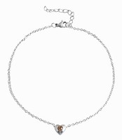 Akzent Edelstahl FußKette Mit Herz Stein EdelstahlfußKettchen Kette Silberfarbig