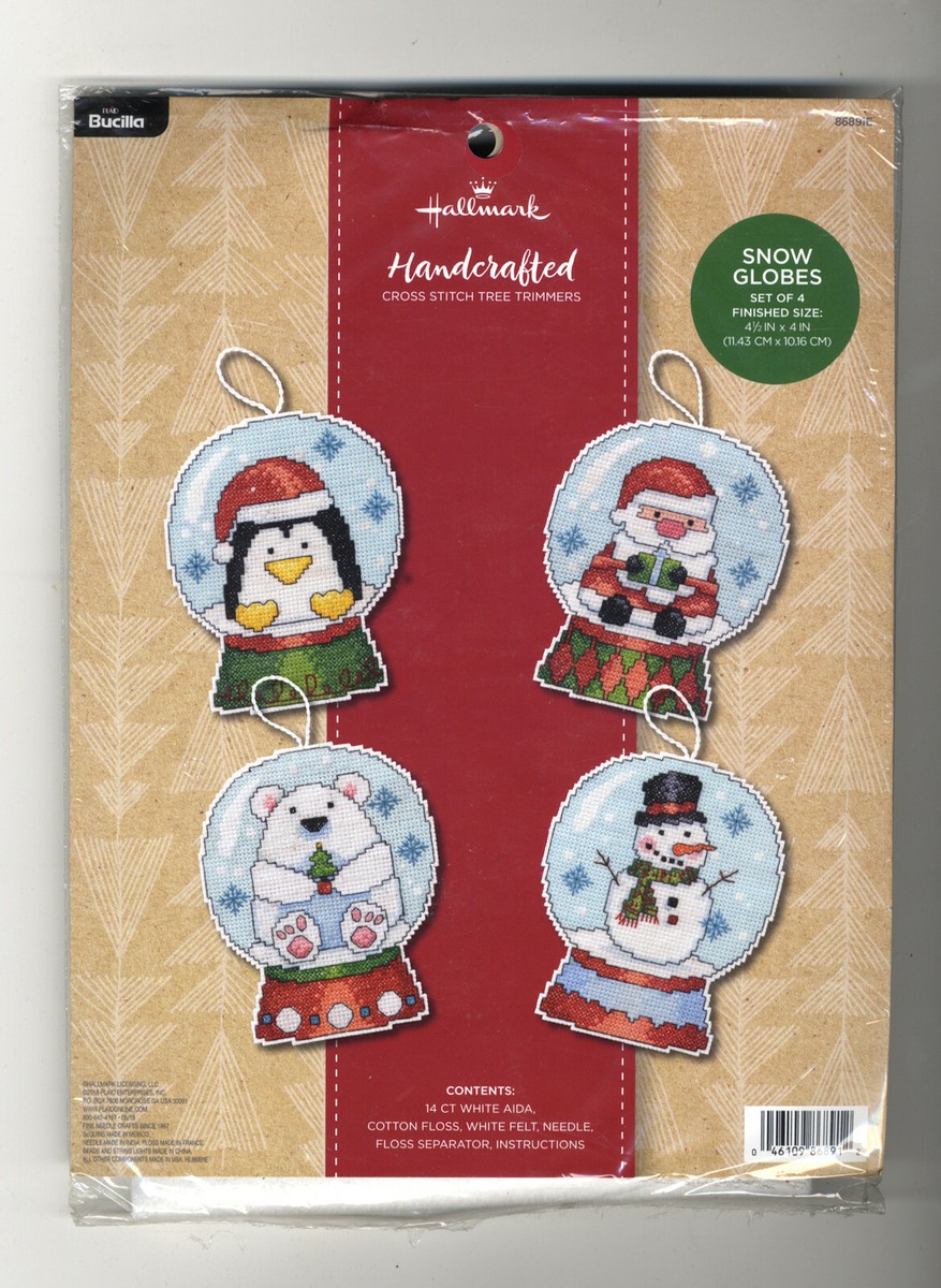 Design Works Crafts Snow Globes Cross Stitch Kit - Set Of 6 Holiday Ornaments With Everything Included