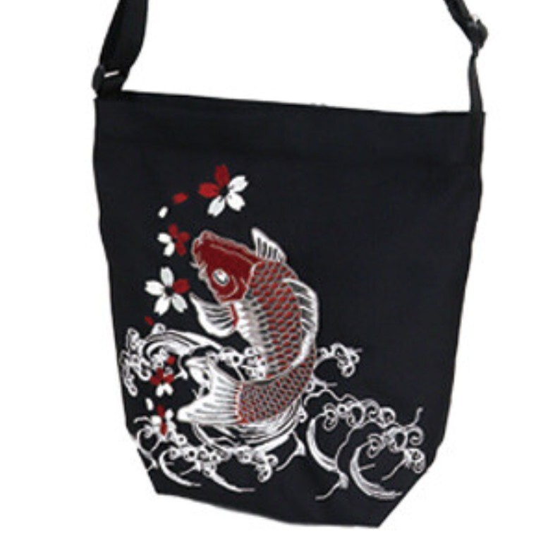 Ripple Japan Unisex Embroidered Sling Bag with  Koi Fish Design The Fish Bag - Koi – Curlworks main image 4
