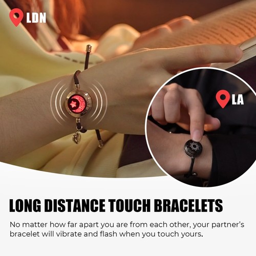 Long Distance Touch Light Up & Vibrate Bracelets for Couples, Love Gift - Picture 6 of 21