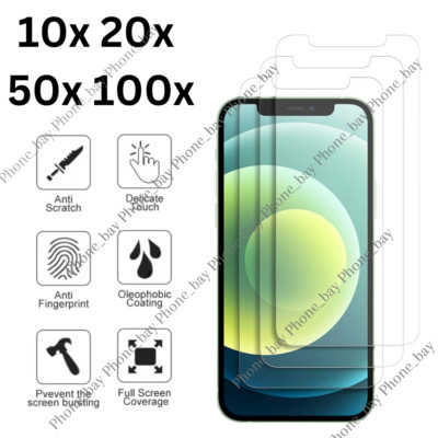 Lot Bulk Tempered Glass Screen Protector For iPhone 14 13 12 11 Pro Max XR 8 7 6