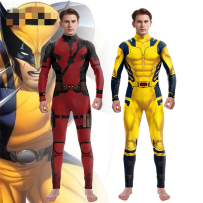 Deadpool 3 Jumpsuit Wolverine Muscle Men's Bodysuit Cosplay Costume Halloween US