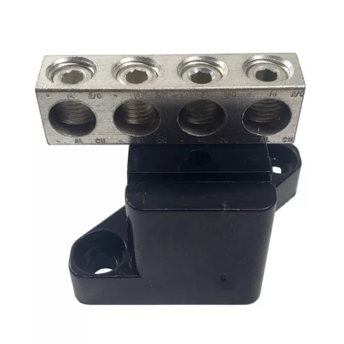 Ilsco Splitter Trough Block / Isolated Ground Bar, 4 port, AL CU, 2/0-14, 600V