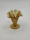 4" Fenton Hobnail Amber Colonial Glass Double Crimped Ruffled Footed Vase