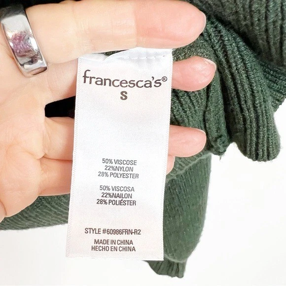 SUÉTER JERSEY CUELLO ALTO MANGA LARGA ACANALADO VERDE MIAMI FRANCESCAS TALLA PEQUEÑA Foto 2 de 4