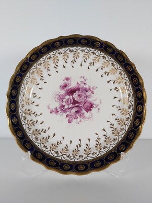 Royal Worcester Floral Kobaltblau Vergoldet Teller, Signiert von E.Phillips Datiert 1926