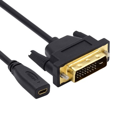 DVI 24+1 Male to Micro HDMI 1.4 Type-D 4K Female Extension Cable for Computer