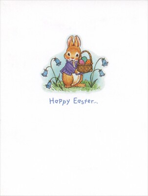 Cute Vintage HAPPY EASTER Card, Wee Bunny Illustrated by Jane Maday + Envelope