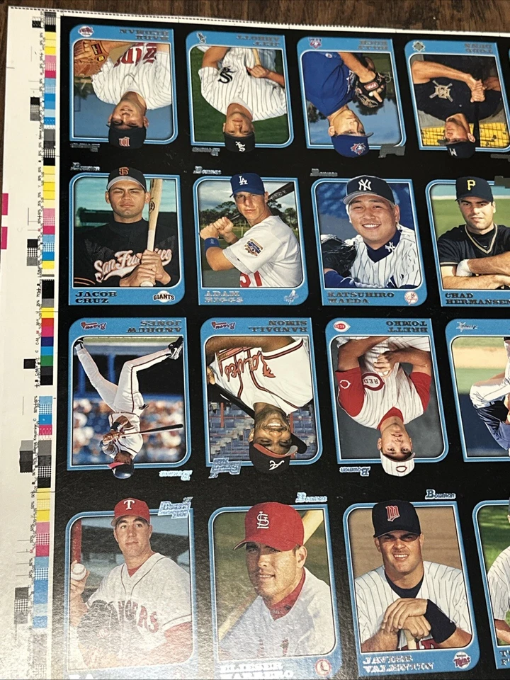 Hoja de béisbol Bowman 1997 sin cortar Griffey Jr Boggs Chipper Smoltz Foto 2 de 4