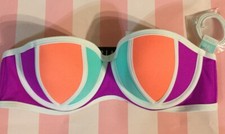 New Victorias Secret PINK Citrus Splash Push Up Bandeau Bikini Top L A-C N5591
