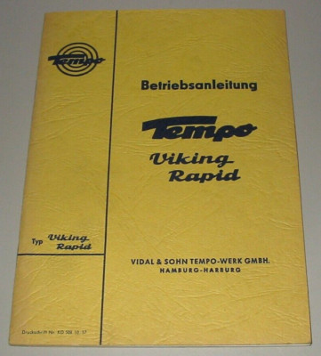 Betriebsanleitung Tempo Viking Rapid Tempo Handbuch Bedienungsanleitung 10/1957