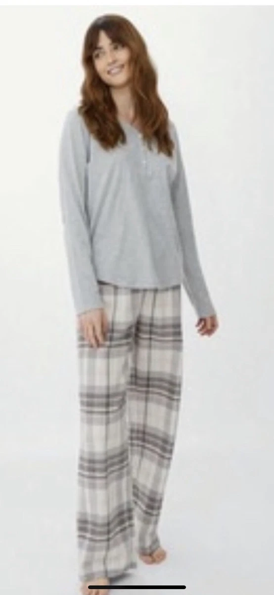Debenhams Ladies Henley Top with Pant Pyjama Set PJs Size 8 10
