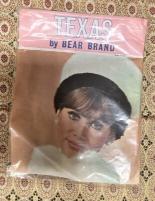 Vintage 1960 s Texas Bear Brand Micromesh Seam Free Stockings. Größe 10,5/34.