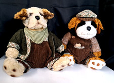 HugFun Vin 2001 Plush 2 Dogs Stuffed Animals w/ Clothing Outfits Approx 15" EUC