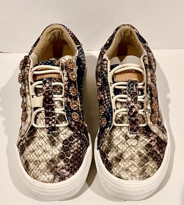 Kurt Geiger London Girls 12M Leather Gray Reptile Print Slipon