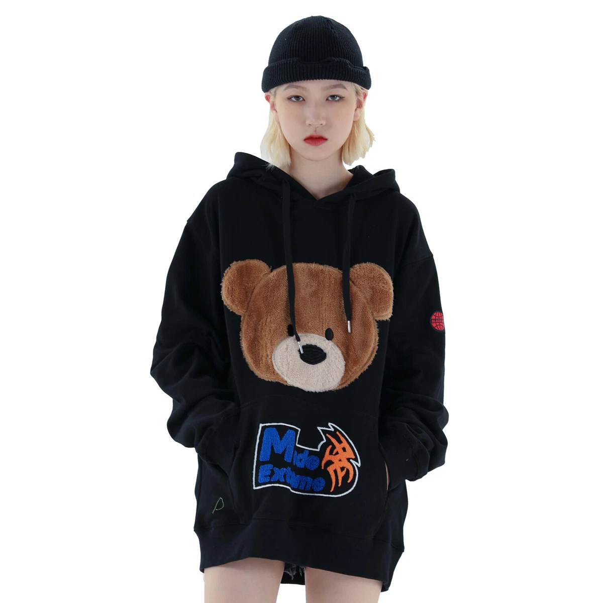 MFCT Men s Bear Made Extreme Embroidery Hoodie Long Sleeves Streetwear Pullover