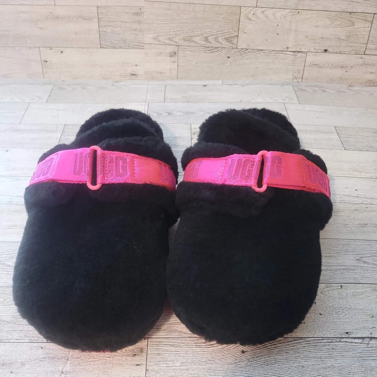 NEW UGG Adult Fluff It 1118150 Black Pink SIZE 12 Slippers