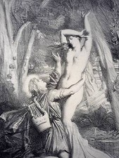 THEODORE CHASSERIAU APOLLON ET DAPHNE LITHOGRAPH ETCHING APOLLO C:1844 ART